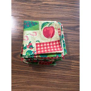 Set of eight holiday apples fruit cloth napkins
